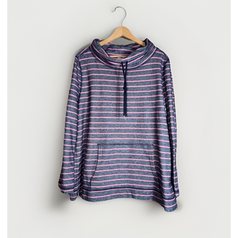 Talbots Striped Drawstring Cowl Neck Pullover Sweatshirt Top‎ Women's Size 2X